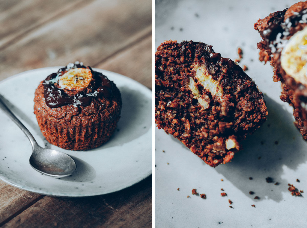 MUFFINS DE AVENA, CHOCOLATE Y PLÁTANO